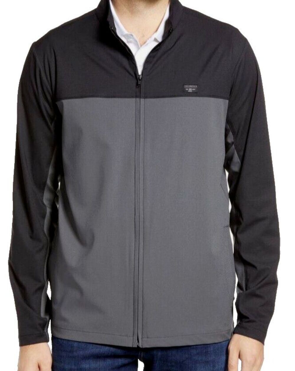 Travis Mathew Dead Giveaway Zip Jacket Size M Black Gray Colorblock Lightweight
